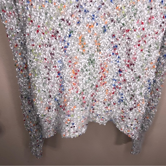 Size 6 Shein Light Grey Colorful Knit Sweater Long Sleeve Rainbow Fuzzy Knit - Picture 8 of 13